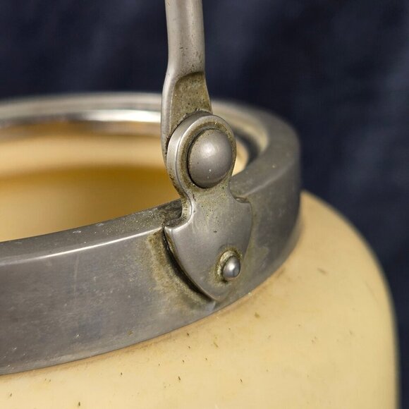 Hand Painted Porcelain Biscuit Barrel Silver Tone Lid With Bird Floral Motif VTG - Picture 14 of 16